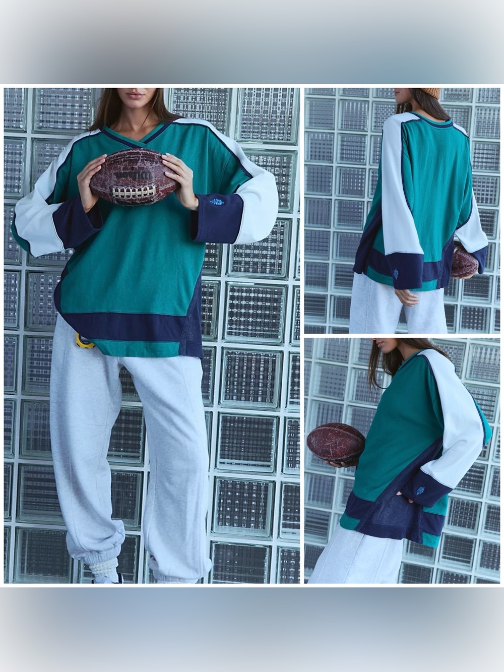 NWT Free People FP Movement Living Life Layer - green glow combo - XL